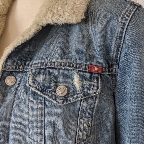 Lucky Brand Denim Sherpa Trucker Jacket Medium. - Picture 3 of 4
